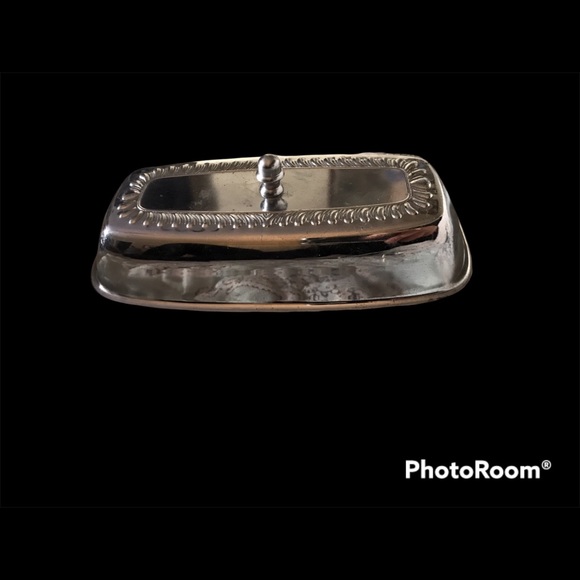 VINTAGE IRVINWARE 1970s Butter Dish with Knife Holder & Glass Insert Tray Set - Picture 6 of 7